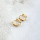 Hoop Earrings Track 1.85gr / 1cm / Lilac Zircons 18K Yellow Gold *