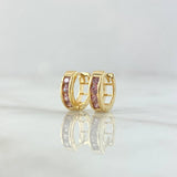 Hoop Earrings Track 1.85gr / 1cm / Lilac Zircons 18K Yellow Gold *