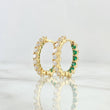 Hoop Earrings Double Internal Thick Channel 7.1gr / 2.1cm / White Green Zircons 18K Yellow Gold *