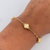 Pulso Aro Seguido Trebol 3.7gr / 17.7cm-19.4cm / Oro Amarillo Nac.Esp. 18K &