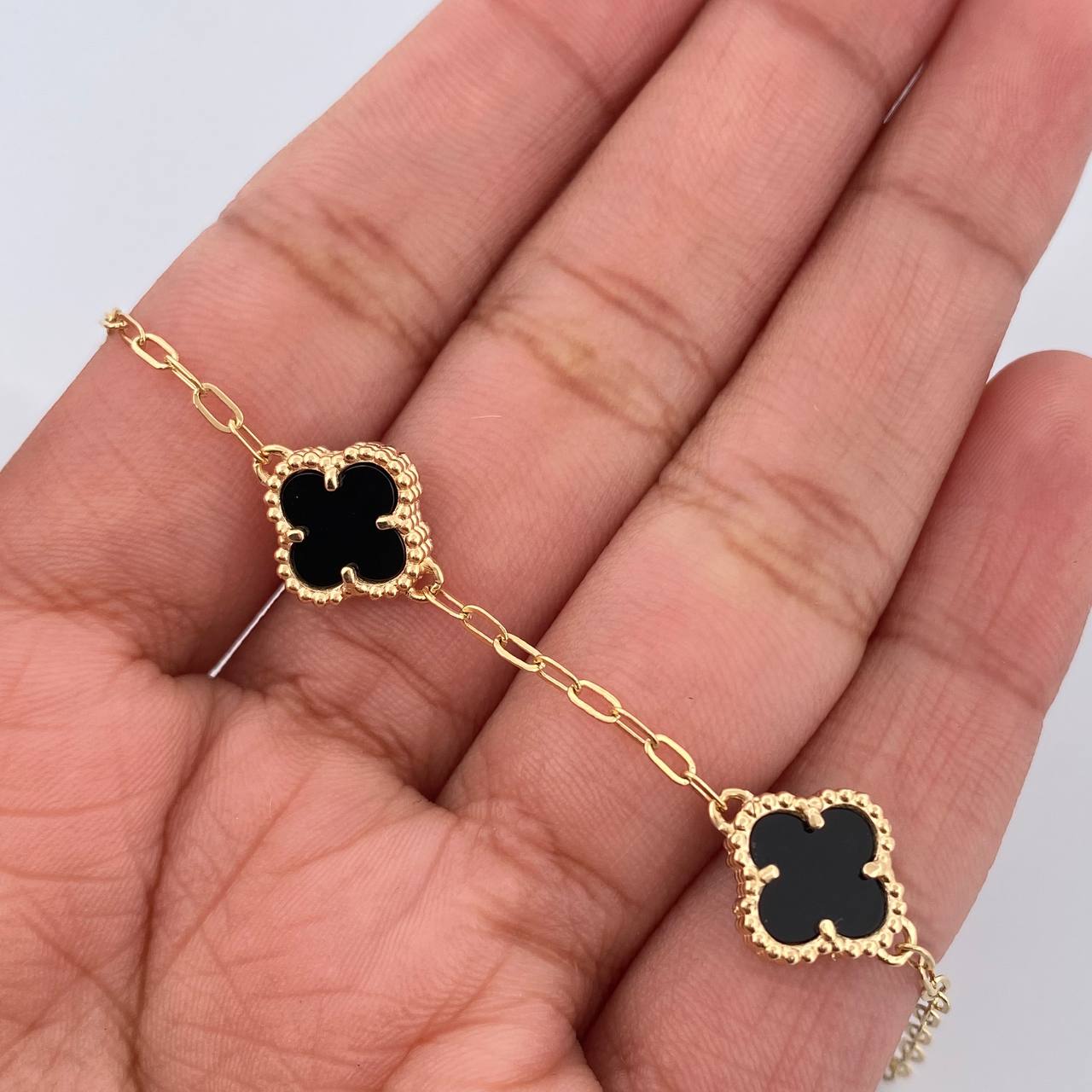 Classic Link Bracelet Clover 4.35gr / 17cm-19.3cm / 18K Yellow Gold Nac.Esp. &