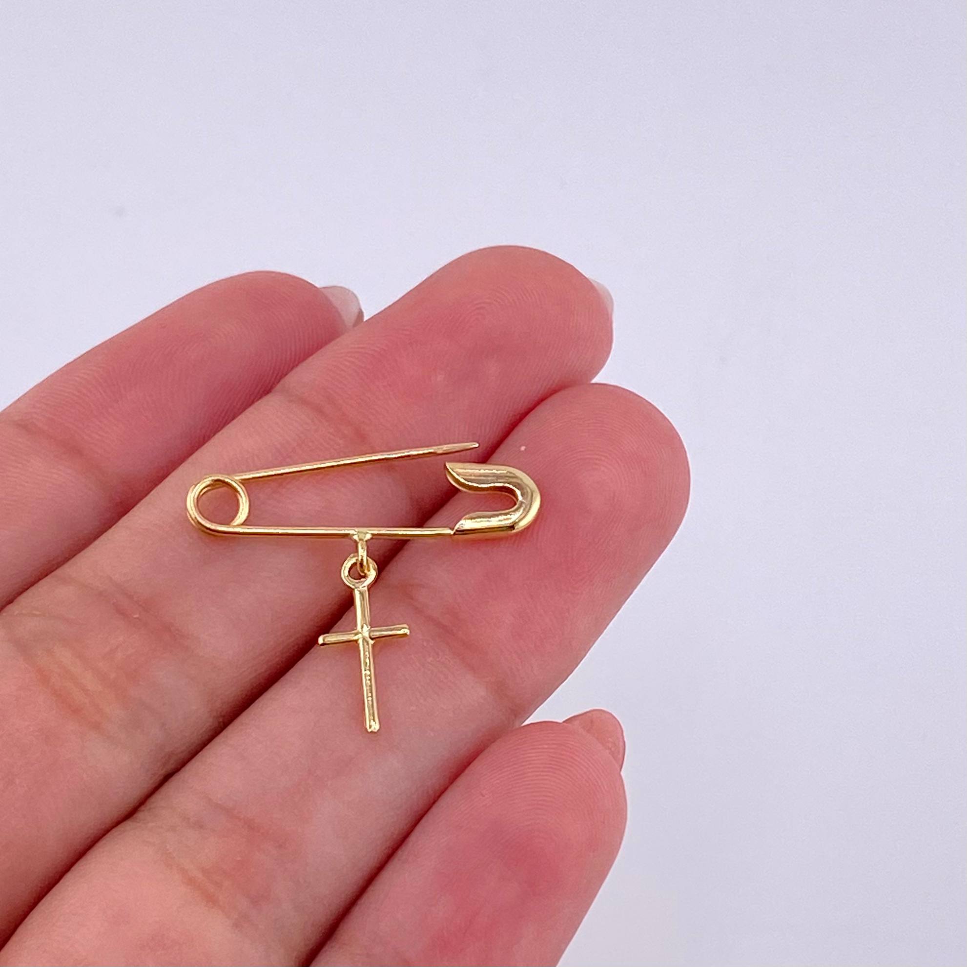 Herraje Gancho Nodriza Cruz 0.8g / 1 in Oro Amarillo 18K