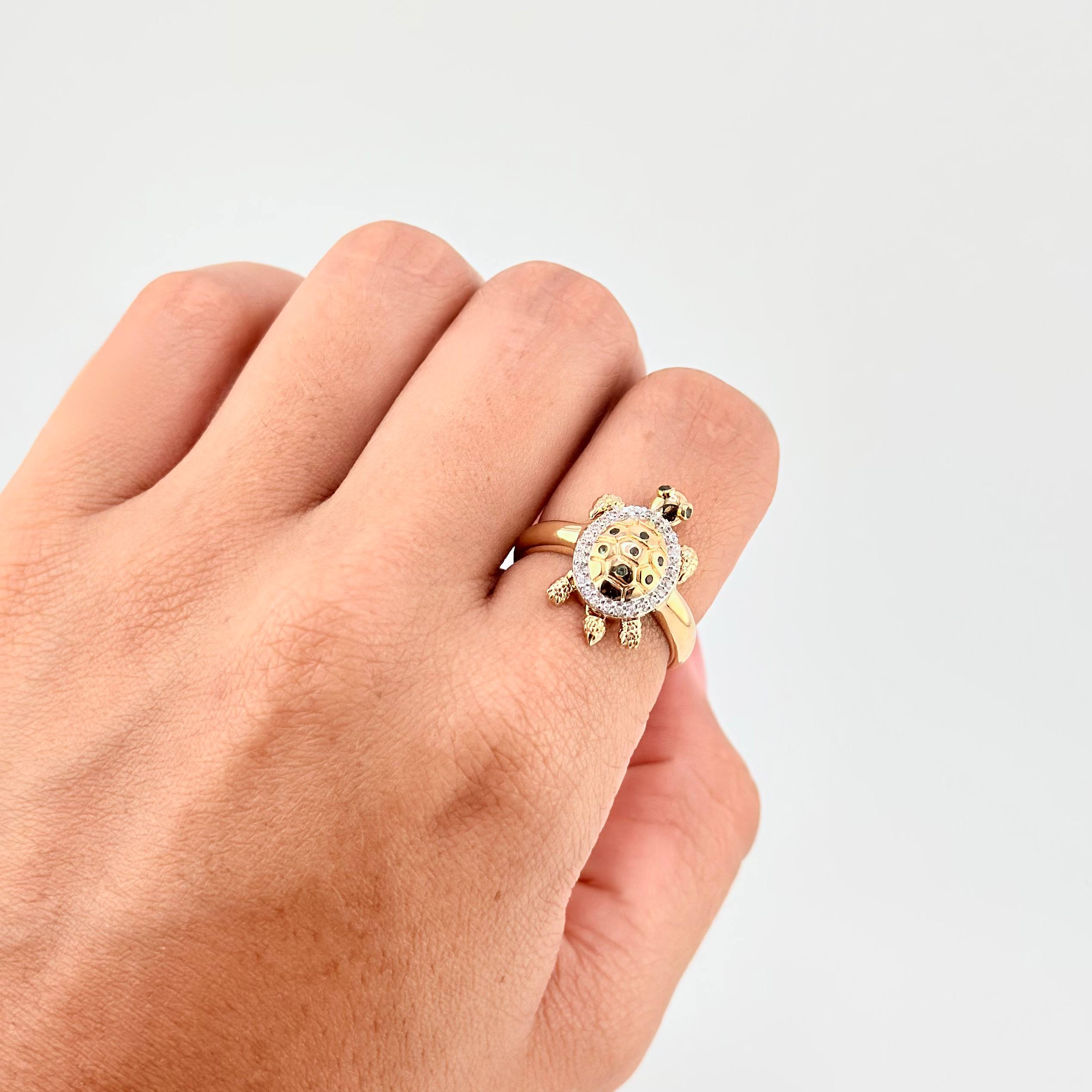 Turtle Ring 3.9g / T7 Two-Tone Yellow White Gold 18K