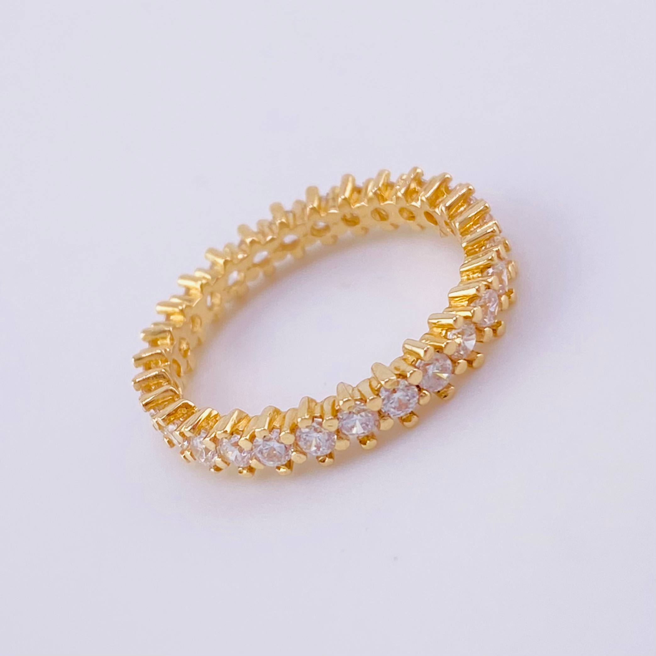 Anillo Cinturón de Chispas 2.35g / T6 1/2 Dos Oros Amarillo Blanco 18K