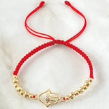Red Bracelet Charm Hand Hamsa 1.9gr / 18K Yellow Gold *
