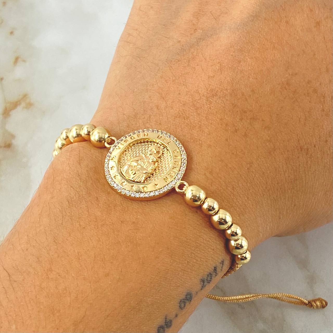 Golden Bracelet Charm Virgin of Carmen 5.5gr / 18K Yellow Gold *