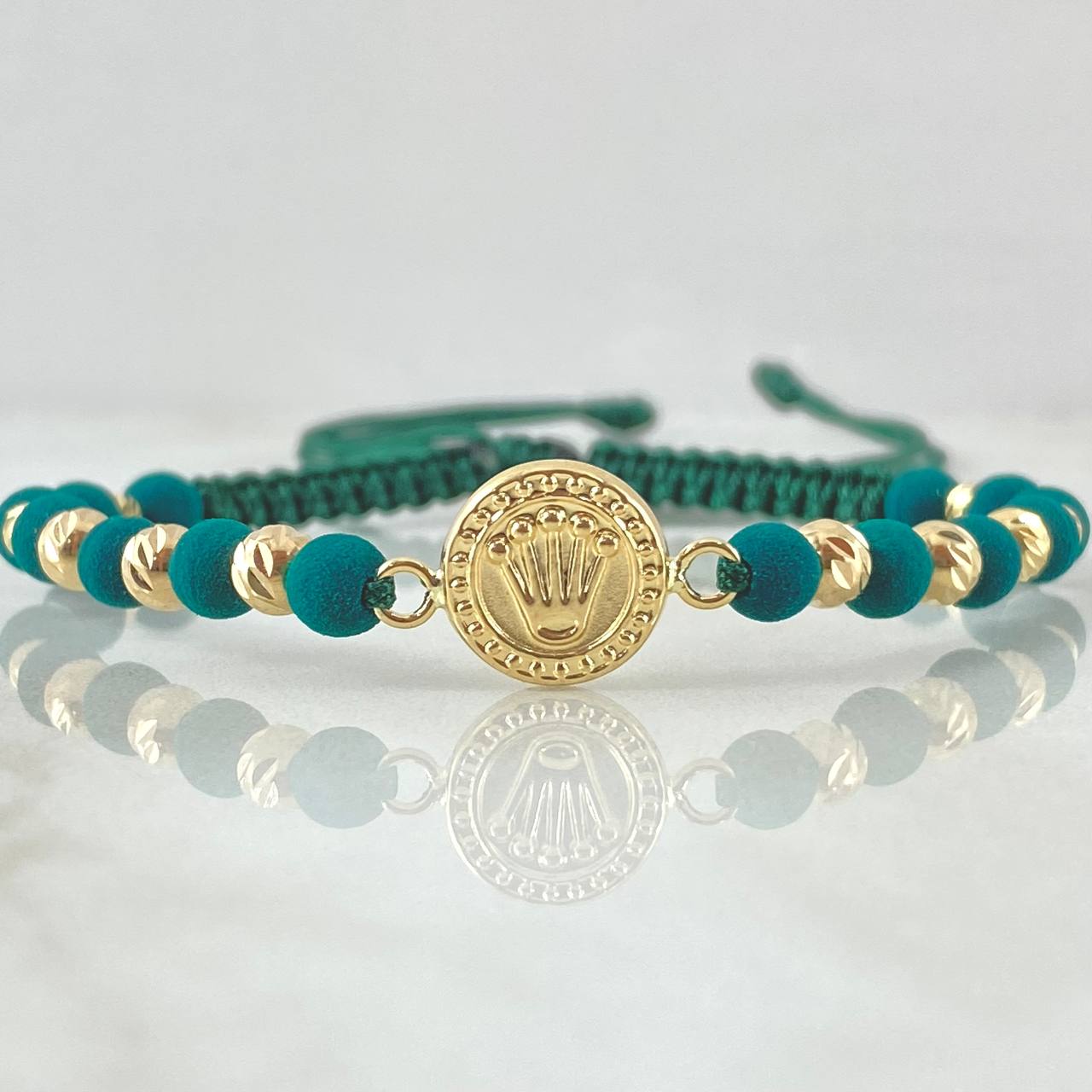 Green Bracelet Charm Crown 1.55gr / 18K Yellow Gold *