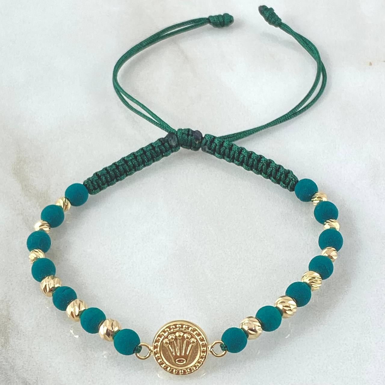Green Bracelet Charm Crown 1.55gr / 18K Yellow Gold *