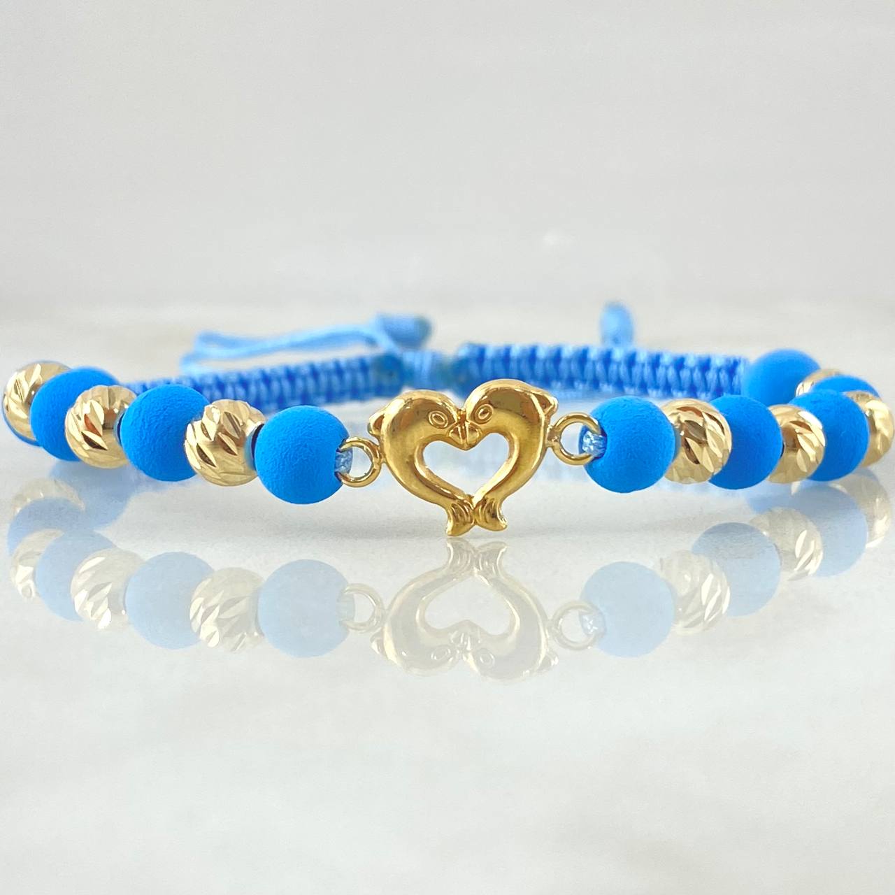 Light Blue Bracelet Charm Dolphins 1.65gr / 18K Yellow Gold *