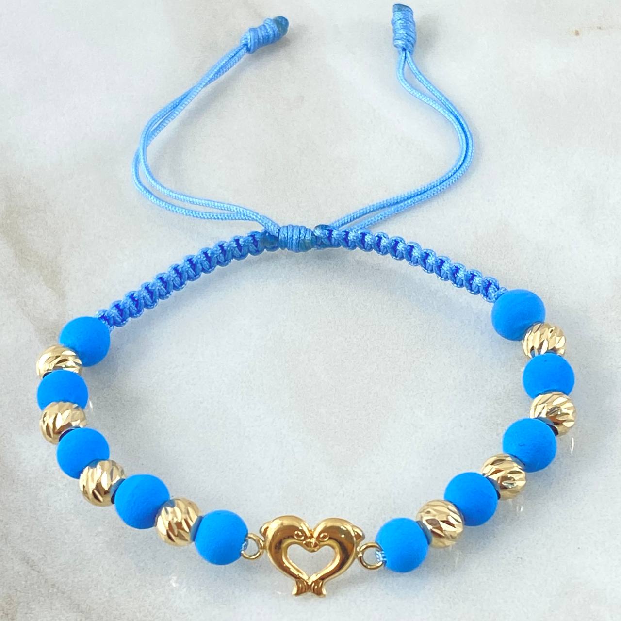 Light Blue Bracelet Charm Dolphins 1.65gr / 18K Yellow Gold *