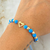 Light Blue Bracelet Charm Dolphins 1.65gr / 18K Yellow Gold *