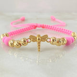 Pink Bracelet Charm Dragonfly 2.05gr / 18K Yellow Gold *