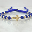Royal Blue Bracelet Charm Cross Christ 1.7gr / 18K Yellow Gold *