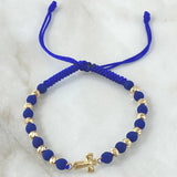 Royal Blue Bracelet Charm Cross Christ 1.7gr / 18K Yellow Gold *