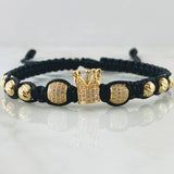 Black Bracelet Charm Crown 4.3gr / 18K Yellow Gold *