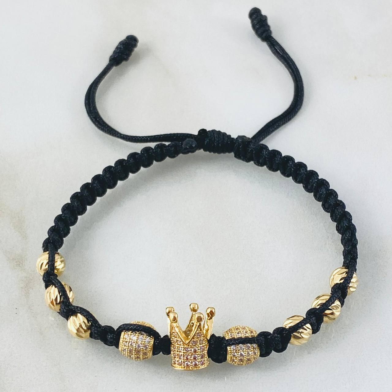 Black Bracelet Charm Crown 4.3gr / 18K Yellow Gold *