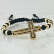Black Bracelet Charm Cross 4.55gr / 18K Yellow Gold *