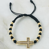 Black Bracelet Charm Cross 4.55gr / 18K Yellow Gold *