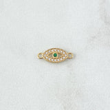 Charm Turkish Eye 0.45gr / 1.5cm / White Zircons Green Yellow Gold 18K