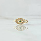 Charm Turkish Eye 0.45gr / 1.5cm / White Zircons Green Yellow Gold 18K
