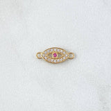 Charm Turkish Eye 0.5gr / 1.4cm / White Fuchsia Zircons 18K Yellow Gold *