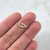 Charm Turkish Eye 0.5gr / 1.4cm / White Fuchsia Zircons 18K Yellow Gold *