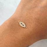Charm Turkish Eye 0.5gr / 1.4cm / White Fuchsia Zircons 18K Yellow Gold *