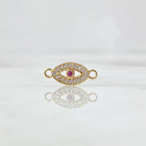 Charm Turkish Eye 0.5gr / 1.4cm / White Fuchsia Zircons 18K Yellow Gold *