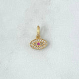 Pendant Turkish Eye 0.65gr / 1.4cm / White and Fuchsia Zircons 18K Yellow Gold *