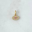 Pendant Turkish Eye 0.6gr / 1.5cm / White Fuchsia Zircons 18K Yellow Gold ©