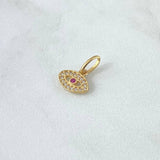 Pendant Turkish Eye 0.6gr / 1.5cm / White Fuchsia Zircons 18K Yellow Gold ©