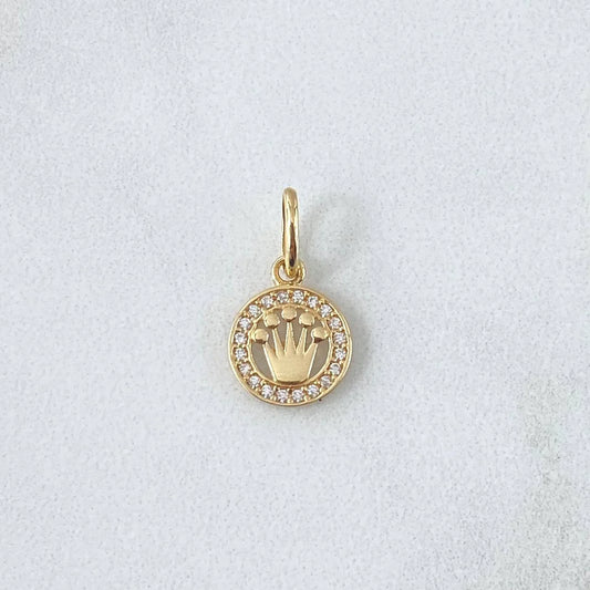 Dije Medalla Corona 0.7 g / 3/4 in Oro Amarillo 18K