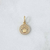 Dije Circulo Corona RX  0.75gr / 1.5cm / Circones Blancos Oro Amarillo 18K ©
