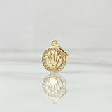 Dije Circulo Corona RX  0.8gr / 1.5cm / Circones Blancos Oro Amarillo 18K ©