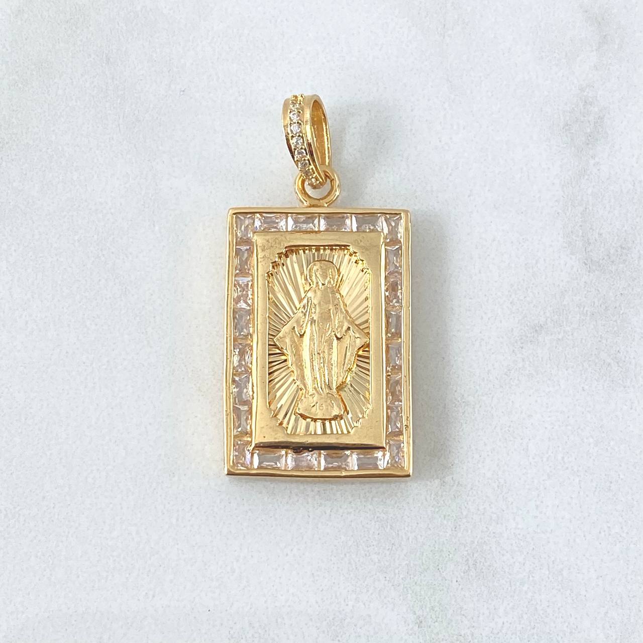 Dije Virgen Milagrosa Marco 9.55gr / 3.9cm / Circones blancos Oro Amarillo 18K ©