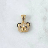 Pendant Panda Bear Face 3gr / 2cm / White Black Zircons 18K Yellow Gold ©