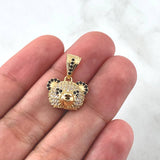 Pendant Panda Bear Face 3gr / 2cm / White Black Zircons 18K Yellow Gold ©