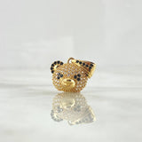 Pendant Panda Bear Face 3gr / 2cm / White Black Zircons 18K Yellow Gold ©