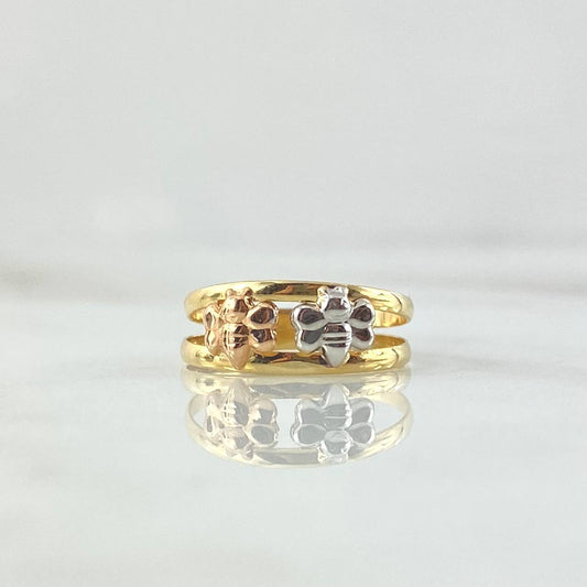 Double Bee Ring 1.1gr / T4 3/4 / Tres Oros 18K ©