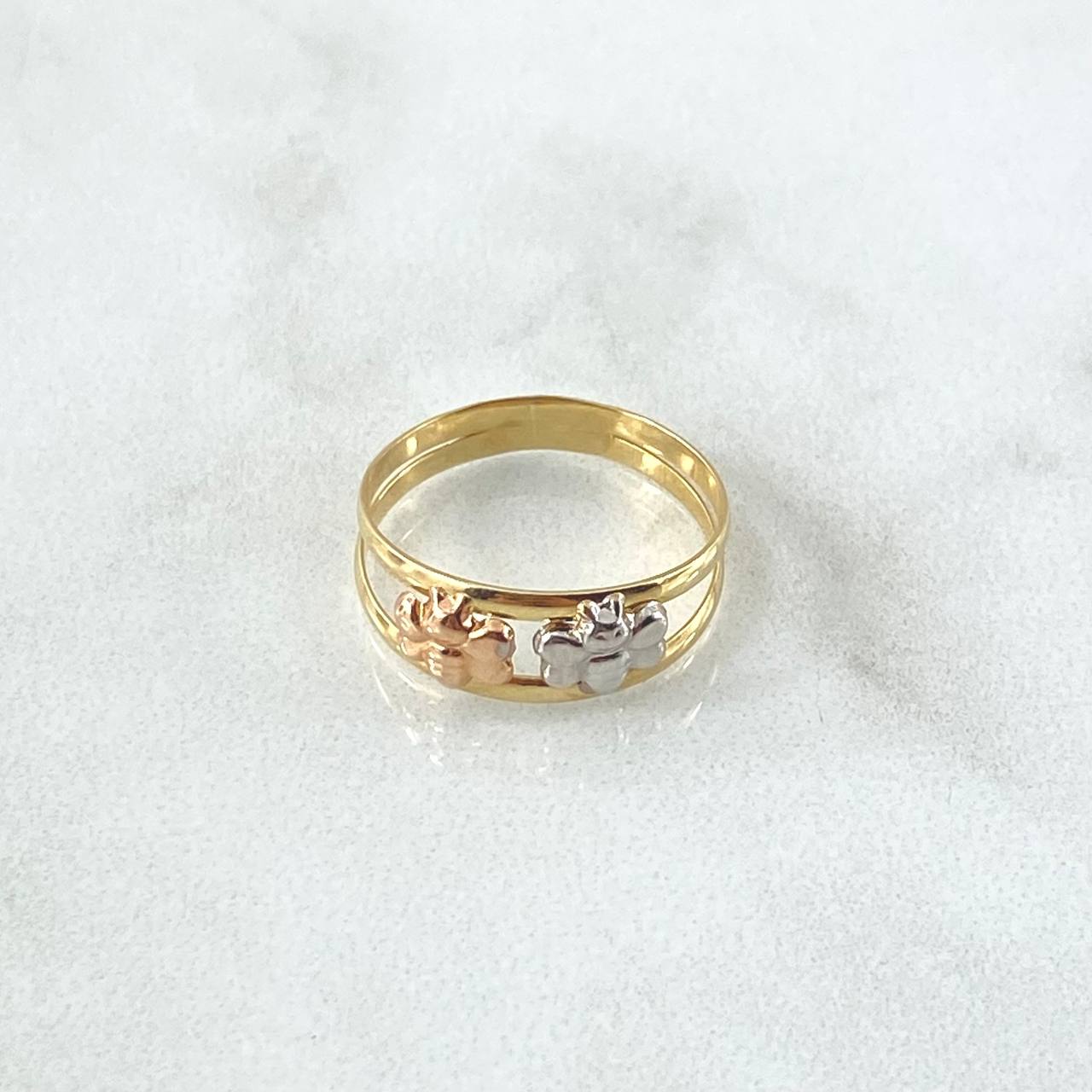 Double Bee Ring 1.1gr / T4 3/4 / Tres Oros 18K ©