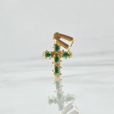 Dije Cruz Tronco 2.4gr / 2.5cm / Esmeraldas 25pts Oro Amarillo 18K (Joya) ©