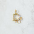 Pendant God Italic 1.4gr / 2.3cm / White Zircons 18K Yellow Gold ©