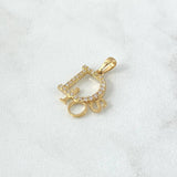 Pendant God Italic 1.4gr / 2.3cm / White Zircons 18K Yellow Gold ©
