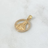 Pendant Sacred Heart of Jesus 1.95gr / 2.3cm / White Zircons 18K Yellow Gold