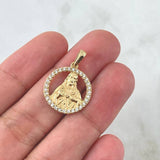 Pendant Sacred Heart of Jesus 1.95gr / 2.3cm / White Zircons 18K Yellow Gold
