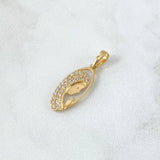 Dije Viregen Maria 1.4gr / 2.7cm / Circones Blancos Oro Amarillo 18K ©
