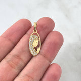 Dije Viregen Maria 1.4gr / 2.7cm / Circones Blancos Oro Amarillo 18K ©
