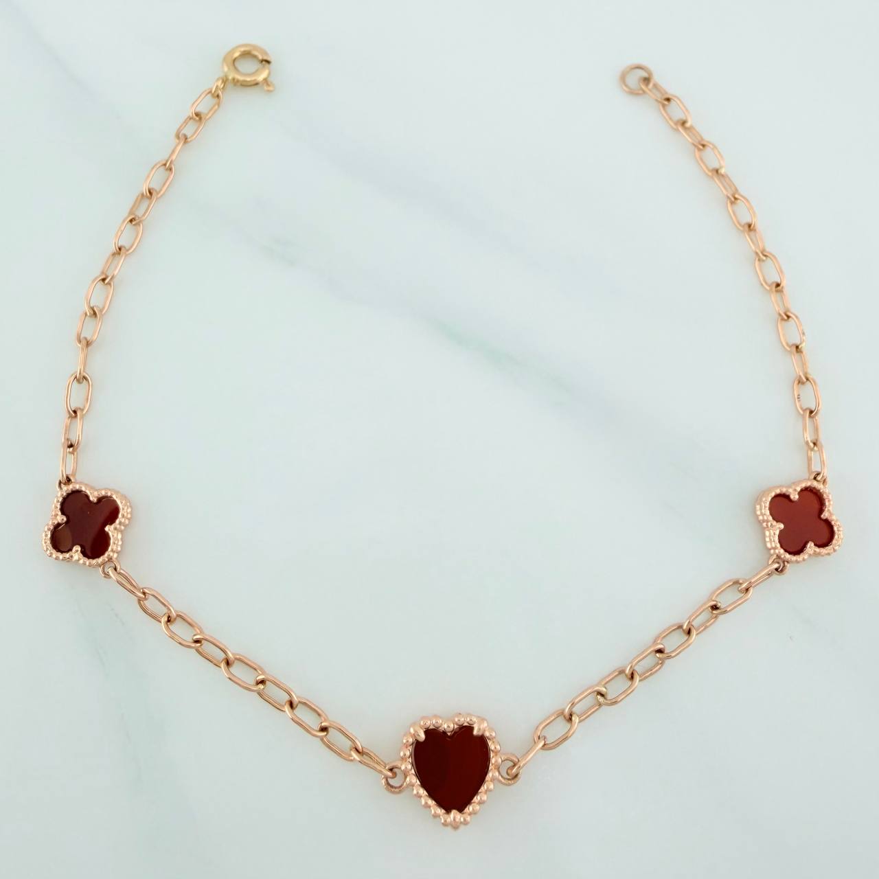 Clover Bracelet Box 3.35gr / 7 in / 2mm Rose Gold Nac.Esp. 18K $