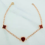 Clover Bracelet Box 3.35gr / 7 in / 2mm Rose Gold Nac.Esp. 18K $
