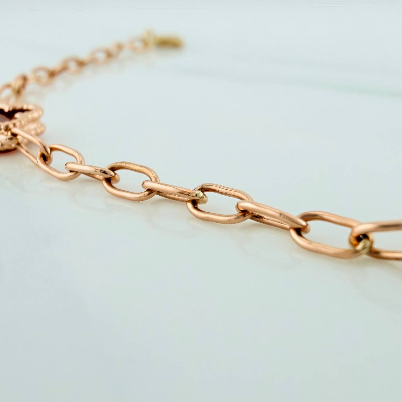 Clover Bracelet Box 3.35gr / 7 in / 2mm Rose Gold Nac.Esp. 18K $